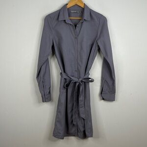 Icebreaker Merino Destiny Dress Womens Large Light Gray Wool Shirtdress Travel